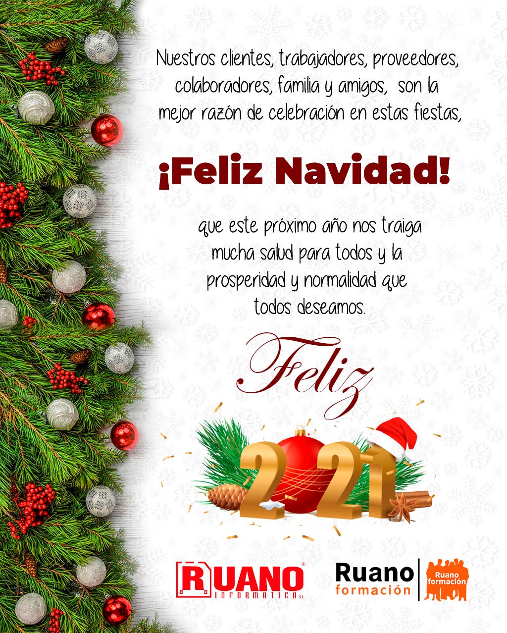 FELIZ NAVIDAD Y PRÓSPERO AÑO 2021 – GRUPO RUANO - Ruano Informática